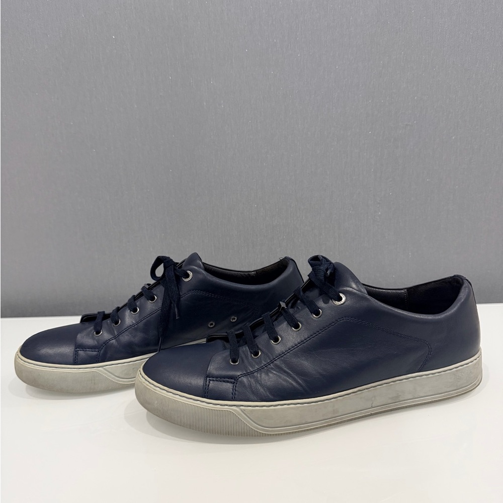 Lanvin Dark Blue Leather Sneakers